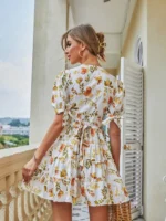 Rochie Scurta Firefly Alba cu Print Floral - imagine 2