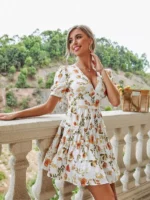 Rochie Scurta Firefly Alba cu Print Floral - imagine 5