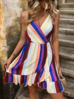 Rochie Scurta Afila cu Dungi Multicolore - imagine 5