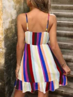 Rochie Scurta Afila cu Dungi Multicolore - imagine 2