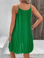 Rochie Scurta Cornito Verde Plisata - imagine 2