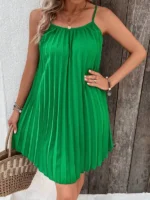 Rochie Scurta Cornito Verde Plisata - imagine 5