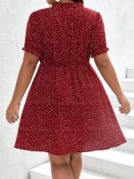 Rochie Scurta Emena Grena cu Buline Albe - Marimi Mari - imagine 2