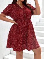 Rochie Scurta Emena Grena cu Buline Albe - Marimi Mari - imagine 4