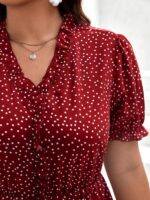 Rochie Scurta Emena Grena cu Buline Albe - Marimi Mari - imagine 3