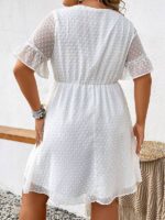 Rochie Scurta Irona Alba cu Broderie - Marimi Mari - imagine 2