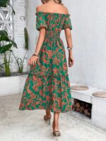 Rochie Midi Rubina Verde cu Flori - imagine 2
