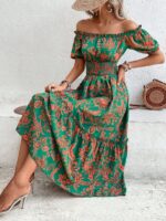 Rochie Midi Rubina Verde cu Flori - imagine 3