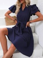 Rochie Scurta Beatrice Bleumarin cu Cordon
