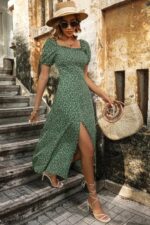 Rochie Midi Palmas Verde cu Flori