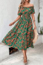 Rochie Midi Rubina Verde cu Flori