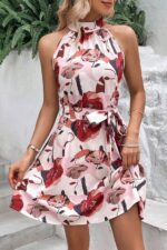 Rochie Scurta Alison Crem cu Print Floral