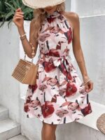 Rochie Scurta Alison Crem cu Print Floral - imagine 3