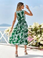 Rochie Midi Diana Verde cu Print Alb - imagine 2