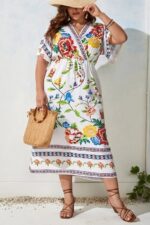 Rochie Midi Fasido Alba cu Print Floral -Marimi Mari