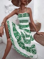 Rochie Midi Fresno Alba cu Print Verde - imagine 4