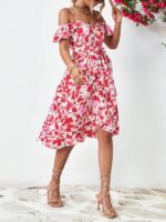 Rochie Scurta Zena Alba cu Print Floral - imagine 4