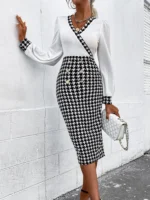 Rochie Midi Acacia Alba cu Negru
