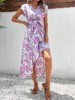Rochie Midi Amaia cu Flori Mov - imagine 3