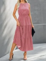 Rochie Midi Venice Roz cu Buline - imagine 4