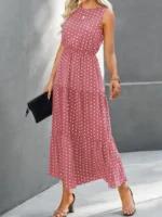 Rochie Midi Venice Roz cu Buline - imagine 5