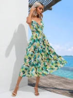 Rochie Midi Carime cu Print Tropical - imagine 3