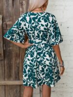 Rochie Scurta Lauren Cu Flori Verzi - imagine 4