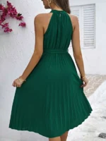 Rochie Midi Madeline Verde Plisata - imagine 2