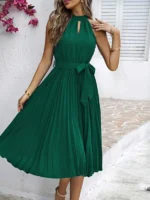 Rochie Midi Madeline Verde Plisata - imagine 5