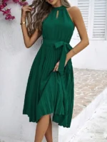 Rochie Midi Madeline Verde Plisata - imagine 4