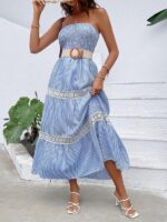 Rochie Lunga Audrey Bleu fara Curea - imagine 3