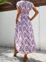 Rochie Midi Amaia cu Flori Mov - imagine 2