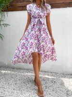 Rochie Midi Amaia cu Flori Mov - imagine 5