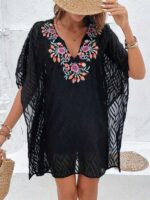 Rochie Scurta Abrielle Neagra Brodata - imagine 6
