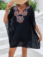 Rochie Scurta Abrielle Neagra Brodata - imagine 4