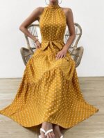 Rochie Midi Adalaide Mustar cu Buline - imagine 3