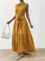 Rochie Midi Adalaide Mustar cu Buline - imagine 4