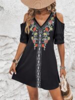 Rochie Scurta Helena Neagra cu Imprimeu Floral - imagine 5