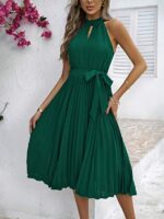 Rochie Midi Madeline Verde Plisata