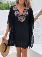 Rochie Scurta Abrielle Neagra Brodata