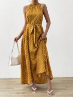 Rochie Midi Adalaide Mustar cu Buline