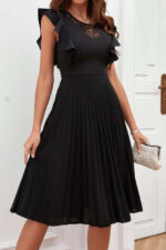 Rochie Midi Telisia Neagra Plisata