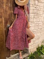 Rochie Lunga Evelyn Rosie cu Flori Albe