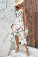 Rochie Midi Dolores Alba cu buline Multicolore