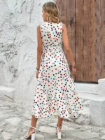 Rochie Midi Dolores Alba cu buline Multicolore - imagine 2