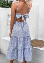 Rochie Midi Jicos Alba cu dungi Albastre