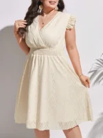 Rochie Scurta Jolina Crem - Marimi Mari - imagine 4