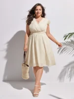 Rochie Scurta Jolina Crem - Marimi Mari - imagine 3
