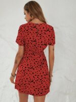 Rochie Scurta Mandesa Rosie cu Print Negru - imagine 2