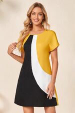 Rochie Scurta Neagru cu Galben Migela